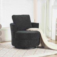 Chenille Swivel Recliner with Back Cushion, Thick Foam Pad, Oversize 360 Degree Swivel Round Sofa with 3 Pillows, 78.5x83x86 cm, Dark Grey Aosom UK