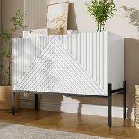Modern Wooden Sideboard Storage Cabinet with 2 Doors, Freestanding Buffet Cupboard with Raised Metal Legs, 100L x 40W x 75H cm, White Aosom UK