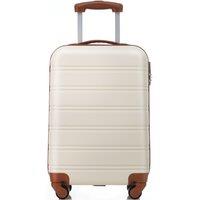 20" Modern 4-Wheel ABS Hard Shell Travel Trolley Suitcase with Adjustable Handle, Luggage with Secure Lock, 35L x 23W x 57H cm, Brown+White Aosom.UK