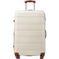 24" Modern 4-Wheel ABS Hard Shell Travel Trolley Suitcase with Adjustable Handle, Luggage with Secure Lock, 45L x 28W x 69H cm, Brown+White Aosom.UK