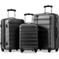 20/24/28 Inch Set of 3 ABS Hard Shell 4-Wheel Travel Luggage with Silent Universal Wheels, Secure Lock, Modern Trolley Suitcase Set, Black Aosom.UK