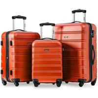 20/24/28 Inch Set of 3 ABS Hard Shell 4-Wheel Travel Luggage with Silent Universal Wheels, Secure Lock, Modern Trolley Suitcase Set, Orange Aosom.UK