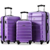 20/24/28 Inch Set of 3 ABS Hard Shell 4-Wheel Travel Luggage with Silent Universal Wheels, Secure Lock, Modern Trolley Suitcase Set, Purple Aosom.UK