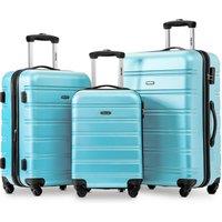 20/24/28 Inch Set of 3 ABS Hard Shell 4-Wheel Travel Luggage with Silent Universal Wheels, Secure Lock, Modern Trolley Suitcase Set, Blue Aosom.UK