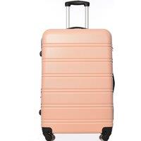 28" 4-Wheel ABS Hard Shell Travel Trolley Suitcase with Telescoping Handle, Luggage with Secure Combination Lock, 52L 32W 78H cm, Pink Aosom.UK