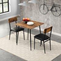 2-Seater Dining Table Set with with Particle Board Table and Steel Legs, 3-PC Kitchen Table and Chairs with PU Leather, 70x70x75 cm, Brown Aosom.UK