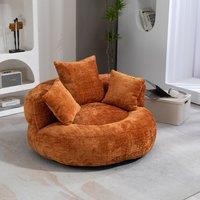 High Back Bean Bag Chair with 3 Pillows, Memory Foam, Chenille Fabric, Luxurious High Back Accent Chair, 108L x 108W x 52H cm, Orange Aosom UK