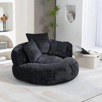 Luxurious Bean Bag Chair with 3 Pillows, Memory Foam Filling, Chenille Fabric, Lazy Sofa with High Back Design, 108L x 108W x 52H cm, Black Aosom UK