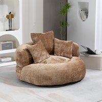 Modern High Back Bean Bag Chair with 3 Built-in Cushions, Shredded Memory Foam, Lazy Sofa with Chenille Fabric, 108L x 108W x 52H cm, Brown Aosom UK