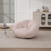 Shell-Shaped Bean Bag Chair with Memory Foam Filling, Ergonomic Floor Lounger with Faux Fur Removable Cover, 100L x 90W x 57H cm, Pink Aosom UK