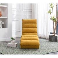 Fabric Relaxation Chaise Longue with Gentle Vibration, Contoured Ergonomic Floor Lounger with Side Pocket, 148L x 55W x 87H cm, Yellow Aosom UK