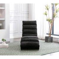 Fabric Relaxation Chaise Longue with Gentle Vibration, Contoured Ergonomic Floor Lounger with Side Pocket, 148L x 55W x 87H cm, Black Aosom UK
