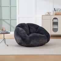 Shell-Shaped Bean Bag Chair with High-Rebound Memory Foam Filling, Ergonomic Floor Lounger with Removable Cover, 100L x 90W x 57H cm, Black Aosom UK