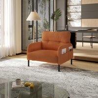 Corduroy Single-Seater Armchair with High-Density Foam Cushion, Ergonomic Wide Seat with Storage Pockets, 67L x 75W x 79H cm, Orange Aosom UK