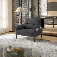 Corduroy Single-Seater Armchair with High-Density Foam Cushion, Ergonomic Wide Seat with Storage Pockets, 67L x 75W x 79H cm, Gray Aosom UK