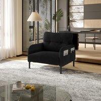 Corduroy Single-Seater Armchair with High-Density Foam Cushion, Ergonomic Wide Seat with Storage Pockets, 67L x 75W x 79H cm, Black Aosom UK