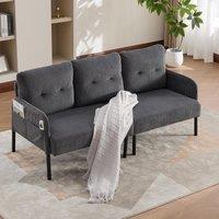 Oversized Two-Seater Sofa with Ergonomic Curves, Comfortable Loveseat with Dual Side Storage Pockets, 171L x 72W x 80H cm, Charcoal Grey Aosom UK