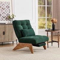 Cozy Reclining Accent Chair with Foldable Ottoman and Lumbar Pillow, Soft Adjustable Lounger for Living Room, 127L x 73W x 90H cm, Emerald Aosom UK