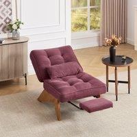 Cozy Reclining Accent Chair with Foldable Ottoman and Lumbar Pillow, Soft Adjustable Lounger for Living Room, 127L x 73W x 90H cm, Wine Red Aosom UK