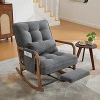 Cozy Rocking Chair with Adjustable Footrest and Side Pocket, Soft Corduroy Glider Armchair for Nursery, 92L x 80W x 70H cm, Gray Aosom UK