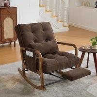 Cozy Rocking Chair with Adjustable Footrest and Side Pocket, Soft Corduroy Glider Armchair for Nursery, 92L x 80W x 70H cm, Coffee Aosom UK