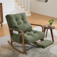 Cozy Rocking Chair with Adjustable Footrest and Side Pocket, Soft Corduroy Glider Armchair for Nursery, 92L x 80W x 70H cm, Green Aosom UK