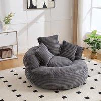 Giant Bean Bag Chair with Shredded Memory Foam, Pre-Filled Lounge Chair with High Back, 108L x 108W x 52H cm, Dark Gray Aosom UK