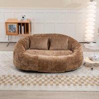 Cozy Oversized Bean Bag Sofa with 2 Matching Pillows, Soft 2-Seat Sectional Couch for Living Room and Bedroom, 145L x 95W x 63H cm, Coffee Aosom UK