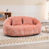 Cozy Oversized Bean Bag Sofa with 2 Matching Pillows, Soft 2-Seat Sectional Couch for Living Room and Bedroom, 145L x 95W x 63H cm, Pink Aosom UK