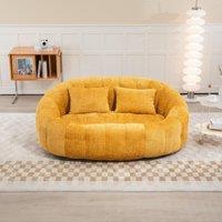 Cozy Oversized Bean Bag Sofa with 2 Matching Pillows, Soft 2-Seat Sectional Couch for Living Room and Bedroom, 145L x 95W x 63H cm, Yellow Aosom UK