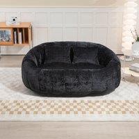 Cozy Oversized Bean Bag Sofa with 2 Matching Pillows, Soft 2-Seat Sectional Couch for Living Room and Bedroom, 145L x 95W x 63H cm, Black Aosom UK