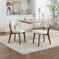 Stylish Mid-Century Dining Chairs with Ergonomic Backrest, Comfortable Upholstered Side Chairs for Dining Room, 47L x 54.5W x 77H cm, Beige Aosom UK