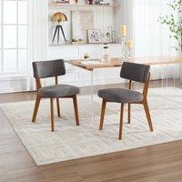 Stylish Mid-Century Dining Chairs with Ergonomic Backrest, Comfortable Upholstered Side Chairs for Dining Room, 47L x 54.5W x 77H cm, Beige Aosom UK