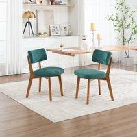 Stylish Mid-Century Dining Chairs with Ergonomic Backrest, Comfortable Upholstered Side Chairs for Dining Room, 47L x 54.5W x 77H cm, Green Aosom UK