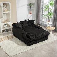 Modern Oversized Chaise Lounge Chair with Memory Foam Seat, Versatile Sofa Bed for Living Room or Bedroom, 155L x 125W x 63H cm, Black Aosom UK