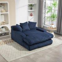 Modern Oversized Chaise Lounge Chair with Memory Foam Seat, Versatile Sofa Bed for Living Room or Bedroom, 155L x 125W x 63H cm, Navy Aosom UK