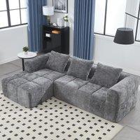Oversized Modular L-Shaped Sofa with Deep-Seated Sleeper Design, Plush Sectional Sofa with Hidden Side Pockets, 250L x 158W x 60H cm, Grayi Aosom UK