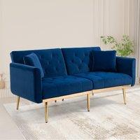 Modern 2-Seater Sofa with 3-Position Adjustable Backrest, Convertible Loveseat with Thick Padded Cushions, 165L x 72.5W x 75H cm, Navy Aosom UK
