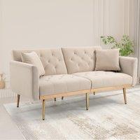 Modern 2-Seater Sofa with 3-Position Adjustable Backrest, Convertible Loveseat with Thick Padded Cushions, 165L x 72.5W x 75H cm, Beige Aosom UK