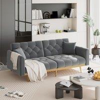 2-Seater Modern Sofa with 3-Position Adjustable Backres and Thick Foam Cushions, Sofa Bed for Compact Room, 165L x 72.5W x 75H cm, Grey Aosom UK