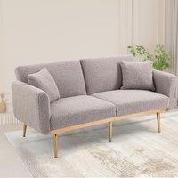 Modern 2-Seater Sofa with 3-Position Adjustable Backrest, Durable Loveseat with Thick Padded Cushions, 165L x 72.5W x 75H cm, Grey Teddy Aosom UK