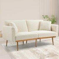 Modern 2-Seater Sofa with 3-Position Adjustable Backrest, Durable Loveseat with Thick Padded Cushions, 165L x 72.5W x 75H cm, White Teddy Aosom UK