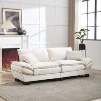 Oversized Cloud Sofa with Ergonomic High-Resilience Foam & 2 Lumbar Cushions, Modular Couch for 2 People, 224L x 81W x 81H cm, Beige Aosom UK