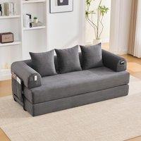 Cozy Compressible Folding Sofa with Detachable Metal Frame, Soft Modular Sectional Couch for Small Apartment, 110L x 33W x 33H cm, Dark Gray Aosom UK