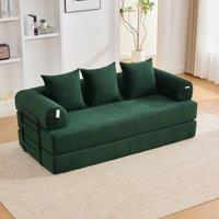 Cozy Compressible Folding Sofa with Detachable Metal Frame, Soft Modular Sectional Couch for Small Apartment, 110L x 33W x 33H cm, Emerald Aosom UK