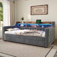 Space-Saving Sofa Bed with Pull-Out Bed, Versatile Sleeper Couch for Bedrooms, Guest Rooms, or Youth Rooms, 201L x 107W x 75H cm, Dark Gray Aosom UK