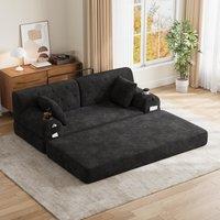 Cozy Sleeper Sofa with High-Density Foam and Soft Corduroy, Convertible Couch for Living Rooms and Small Spaces, 168L x 80W x 81H cm, Black Aosom UK