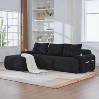 Sectional Sofa with Built-in Cup Holders and Side Storage Pockets, 3-Seater Modular Sofa with Ottomans, 268L x 174W x 80H cm, Black Aosom UK