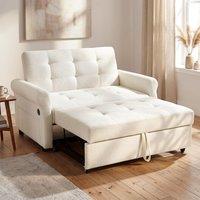 Convertible Sofa Bed with Adjustable Backrest, Functional Sofa with USB & Type-C Ports and Storage Pocket, 135L x 173W x 58H cm, Off White Aosom UK