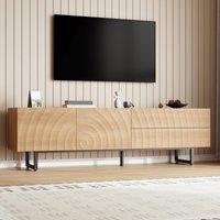 Practical TV Cabinet with 2-Door Cabinet and 2 Drawers, Solid TV Stand with Metal Legs and Particleboard Frame, 180L x 38W x 51.5H cm, Wood Aosom UK